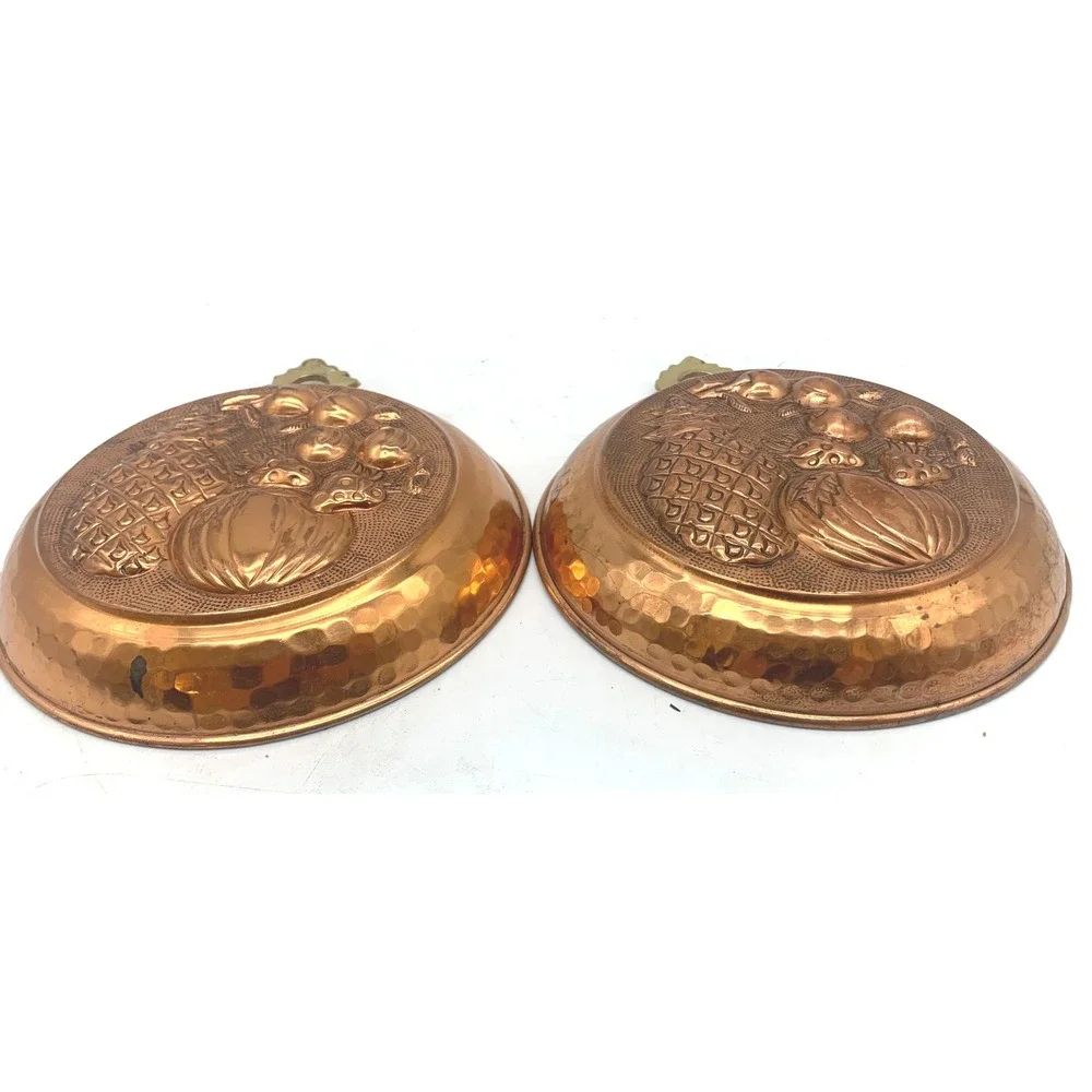 Vintage ODI Copper Fruit Molds Set of 2 Hanging Kitchen Decor Assorted Relief